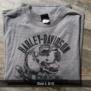 Harley-Davidson Gray and Black Dog Graphic Tee